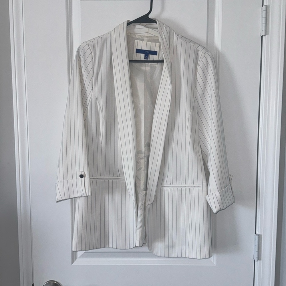 Women’s black & white stripe blazer size medium